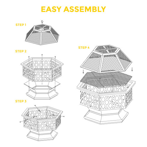 livivo-hexagonal-fire-pit-outdoor-oil-rubbed-bronze-fire-pit-with-bbq-grill-metal-poker-iron-mesh-ember-and-spark-guard-screen-140123169