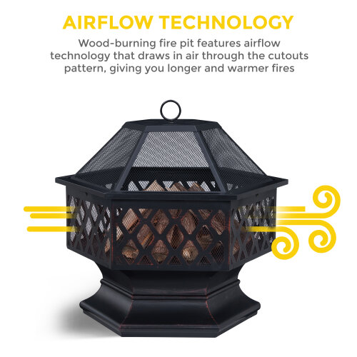 livivo-hexagonal-fire-pit-outdoor-oil-rubbed-bronze-fire-pit-with-bbq-grill-metal-poker-iron-mesh-ember-and-spark-guard-screen-140123170
